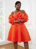 Plus-klänningar Aomei bollklänningar klänning för kvinnor orange off axel klippt ut a-line sommarbröllop gäst kväll festkläder 4xl