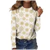 Kvinnors T-skjortor Autumn and Winter Long Sleeve Tops Fashion Casual T-shirts Christmas Tree Printed Round Neck Ropa de Mujer
