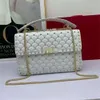 Single Bag Rivet Vallen Leather Versatile Trendy Bags Chain Small Square Designer Fashion Womens Sheepskin Diamond Shoulder Grid Crossbody IHCH