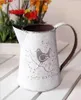 Vaso brocca brocca in metallo bianco shabby chic rustico in stile francese Vase brocca primitiva per casa Cafe decorazioni8661343