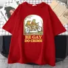 Vara gay do crime tryckt män bomull t skjortor casual allmath kort ärm vintage kreativitet crewneck topps mans tee kläder 240408