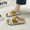 Slippers Dameswedge sandalen open teen Retro 2024 Zomer Niet-slip leer Casual comfortabele vrouwen platformschoenen