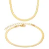Modieuze forens Gold Bone ketting veelzijdige platte slangenketen Bracelet sieraden 2-delige damesset
