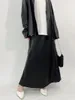 Saias de alta qualidade saia de couro preto cintura elástica feminina A Linha grande MOP PU Long Size Ladies Autumn