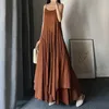 Gagarich Slip Dress Women Summer Korean Fashion Literary Retro Super Long Skirt Ankle Solid Irregular S-line Vestidos Robe 240411