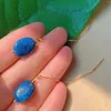 Boucles d'oreilles en peluche Oblateness naturel lapis lazuli lasurite 18k ligne d'oreille en or femme gemme coiffe