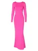 Casual jurken modestijl ins internet celebrity nachtclub sexy open back solide color socialite elegante 170 lange lange mouw jurk