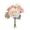 Dekoratif Çiçekler 5 Şubeler İpek Şakayık Gülleri Kombinasyon Yapay Ev Dekoru Gelin Buket Buket Düğün Aksesuarları El Sanatları Pogerya Dersleri