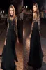 Sexy buttons see through back lace long sleeves prom dresses 2019 high collar floor length chiffon formal evening gowns9355438