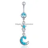 Navelglockenknopf klingelt yyjff d0076 stern und mondbauchkörper piercing juwelry baumle accessoires fashion charm Drop Lieferung Dhdjo