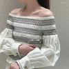 Blouses pour femmes Elegant Pure Cotton Shirt à une épaule Top Broderie Pleat Off épaule Shirts High End Y2K Vêtements 2024 Piste