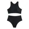 Swimwear féminin 2pcs / ensemble Charmant bikini set élastique de maillot de bain d'été élastique Raceback Couleur de couleur