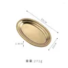 Plates Stainless Steel Oval Disc Korean Golden Plate BBQ Rice Noodles