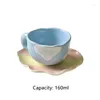 Tazas platillos mariquycc chica coreana corazón encantador tazón de café plato taza de la flor de la flor de la mano del cielo blanco