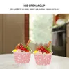 Disposable Cups Straws 50pcs Dessert Paper Ice Cream Jelly Pudding (Pink)
