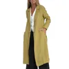 Jaquetas femininas Cardigan frontal aberto LAPEL ELEGENTE PARA MULHERES MENISM MED MID LIMPED COM BOLTENS DUPLE