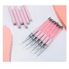 Nail Art Brush Manicure Tools Lines Stripe Flower Painting Drawing Line Brush Pink