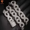 Nya ankomst mode smycken populära vita guldpläterade S925 isade ut 18 mm VVS Moissanite Hip Hop Initial Cuban Chain Men Necklace