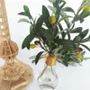 Fleurs décoratives 4 PCS Décor de maison Fausse verdure olive tiges artificielles arbre accessoire de branches en plastique