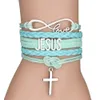 Autres bracelets Fashion multicouche Jésus Loves Letter Bracelet en cuir bracelet Cross Cross Christian Bracelets for Men Women Livraison gratuite L240415