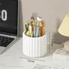 Aufbewahrungsboxen Make -up Pinselhalter mit Deckel 360 rotierender staubdichter Organisator für Vanity Desktop Badezimmer Arbeitsplatte Lippenstift