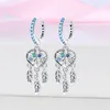 Boucles d'oreilles Stud Real 925 Sterling Silver Dream Catcher pour les femmes bijoux d'anniversaire de mode de mode zircon colorée de couleur exquise