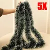 Decorative Flowers 5pcs 2M Christmas Garland Chunky Tinsel Green With White Trim Xmas Tree Decoration 6.5Ft Home Party Wall Door Decor Gift