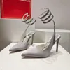 Margot -riem Sandalen pompen Snake Strass Stiletto Heels Dames High Heeled Luxe Designers Ankle Wraparound Evening Shoe Bag