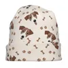 Boinas Jack Russell Terrier Dog With Bones Unisex Gorro de adultos Capa de gorras de tejido de tejido de punto cálido Fashion Whilt Winter Outdoor Skullies