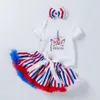 Baby 2024 New Suit American Independence Day Newborn Apparel Sweetheart Stripe Puff Skirt Baby Set born