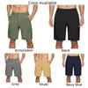 Heren shorts lading halve broek chino short dagelijkse platte voorheren multi -zakken gewone vaste kleur casual casual