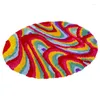 Mattor Coloful Groovy Tufted Rug Retro Round Area For Living Room Bedroom Fluffy Plush Circle Abstrakt konstgolvmatta