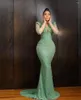 Robes de fête Green perle sirène Prom pour les femmes africaines Crystal Crystal perle Aso Ebi Occasion formelle robe de mariage robe de mariage