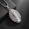 Pendant Necklaces Men's And Women's Fashionable American Football Fully Inlaid Zircon Necklace Hip-Hop Trend Casual Sports Style Jewelry