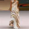 Lässige Kleider Frauen Sommer Boho Kleid sexy v Hals ärmellose Tunika Eine Linie Lose fließend elegant long Maxi Beach Party