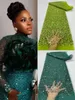 Afrykańskie cekiny koronkowe koronkowe tkaniny wysokiej jakości sekwencja haft francuski Tiul Nigerian Lace Fabric na szycie ślubne RC195 240407