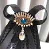 Broches Koreaanse Balck stof kanten vlinder stropdas broche broort retro kristal parel oog Brits stijl vrouwelijk shirt cravat mode sieraden geschenken