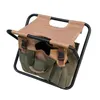 Sacs de rangement tabouret de pliage de jardin avec fourre-tout à outil Camping pour la cour de pelouse