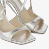 Womens Sandals Summer 2024 Silver High Heels Square Toe Women Pumps Straps Gladiator Heeled Sandalias Designer Prom Dress Shoes 240401