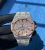 Rose Gold Mixed Sier Diamond Roman siffror Luxury Mens Icing Cubic Zirconia Watch With Box9623368