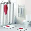 Bath Mats Zeegle 4pcs Bathroom Curtain Mat Set Anti-slip Carpet Shower Rug Absorbent Toilet Foot