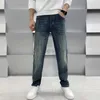 Men's Jeans designer Autumn/Winter New Jeans Fashion Brand Small Straight Leg Slim Fit Elastic Wash High end Light Luxury Men's Thickening