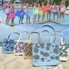 Medium XL Beach Bag DIY Holes Waterproof Silicone Tote Women Designer Eva Totes Large Shopping Basket Storage Washable Purse Eco Jelly Handbg Fruit Letter Ball Print