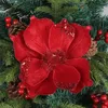 装飾的な花耐久性のあるプラスチックのクリスマスフラワースパークリングお祝いのお祝いの飾り木のための汎用性のある装飾