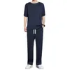 Men's Tracksuits Men Sports Suit Breathable Activewear Set Summer Casual Outfit O-neck Short Sleeve T-shirt Wide Leg Pants For Everyday