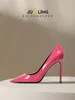 Kleding schoenen roze hoge hakken dames nachtclub sexy pumps heldere patet single voor sumer spring office lady sandalen