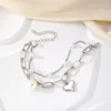 Ссылка браслетов 2024 Fashion Love Heart Pendant Bracelet Set для женщин для женщин Корейская модная жемчужная цепь подарки