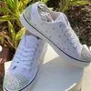 Casual Shoes White Low-Top-Farb-Strass-Accessoires Accedized Style Canvas Integrated Sports Women's 35-46