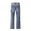 High Street Patchwork Black Jeans Pants for Men Straight Casual Sashes Pockets Denim Trousers