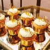 使い捨てカップストロー50pcs誕生日結婚式のためのカップケーキ紙ゴールドとシルバーペストリーラッパーケースシリーズデス